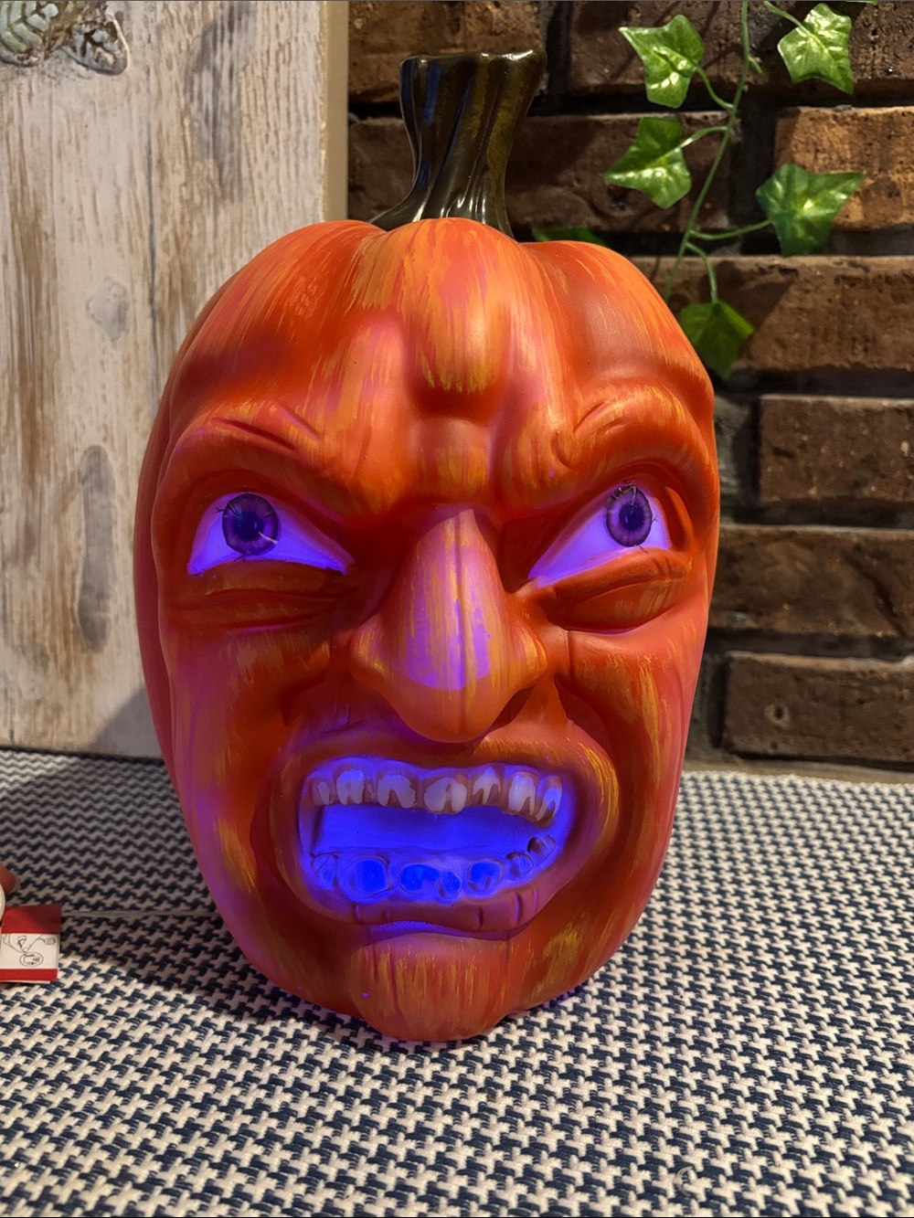 Orange Light-Up Grinning Pumpkin Holiday Decor